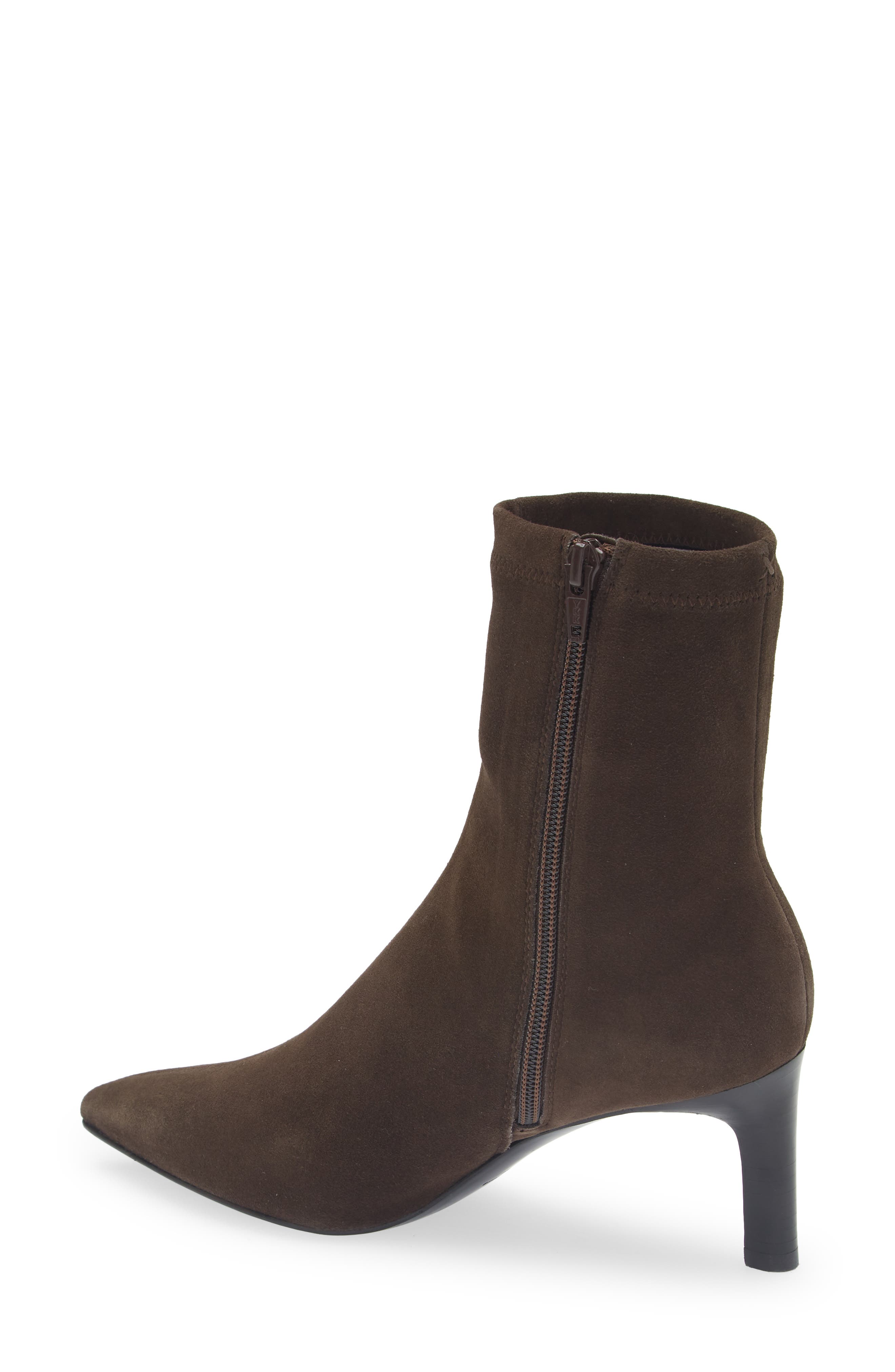 rag & bone Britt Pointed Toe Sock Bootie, Alternate, color, Dark Espresso Suede