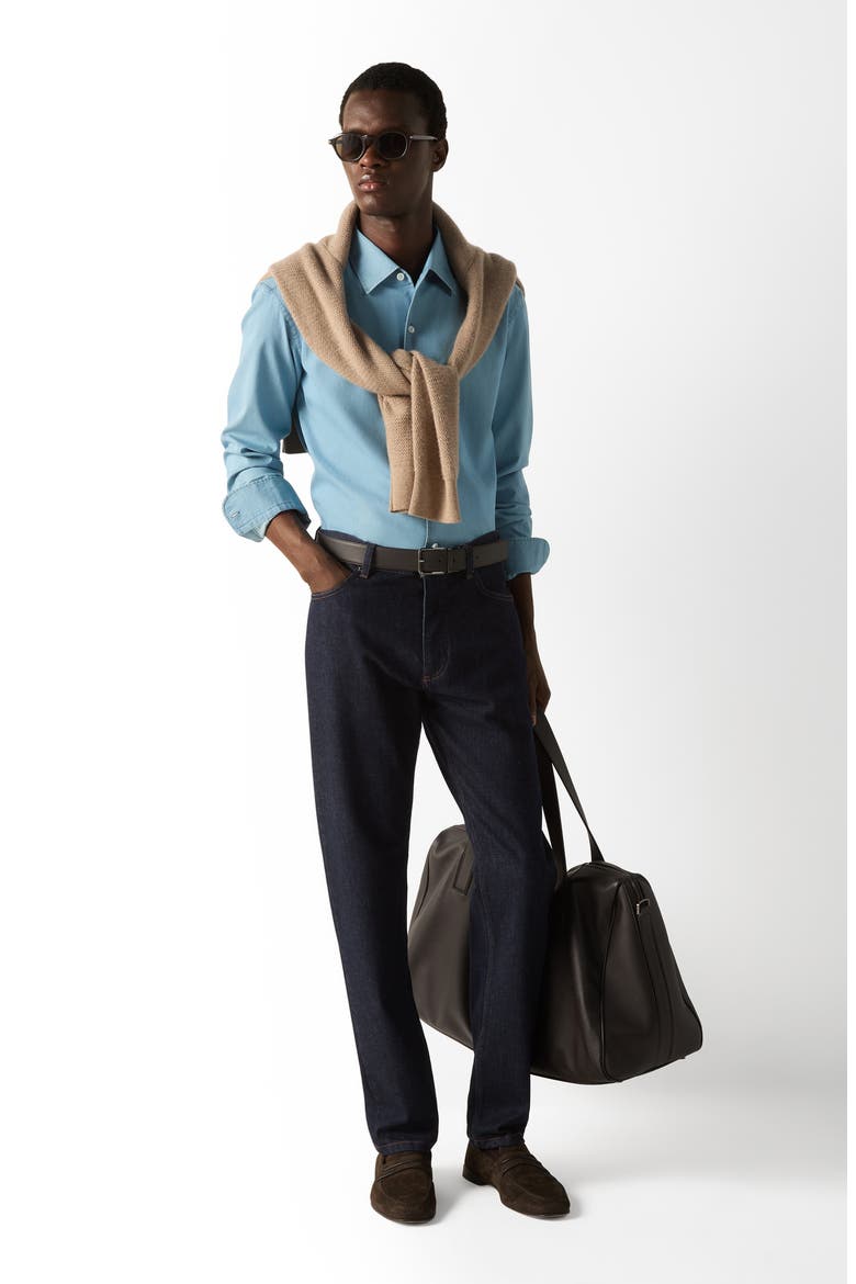Denim Button-Up Shirt, Alternate, color, LIGHT BLUE