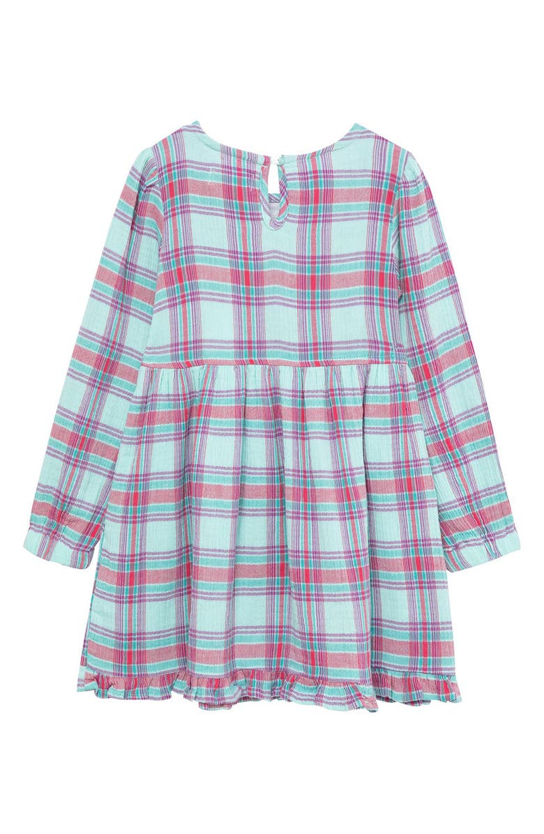 Peek Aren't You Curious Kid's Plaid Embroidered Cotton Gauze Dress, Alternate, color, 