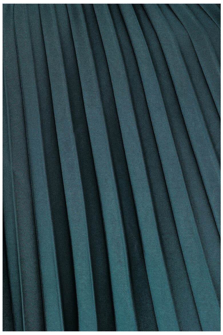 Selena Pleated One-Shoulder Dress, Alternate, color, EMERALD