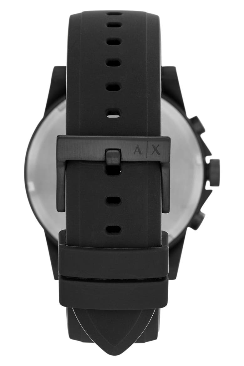 Chronograph Silicone Strap Watch, 44mm, Alternate, color, BLACK