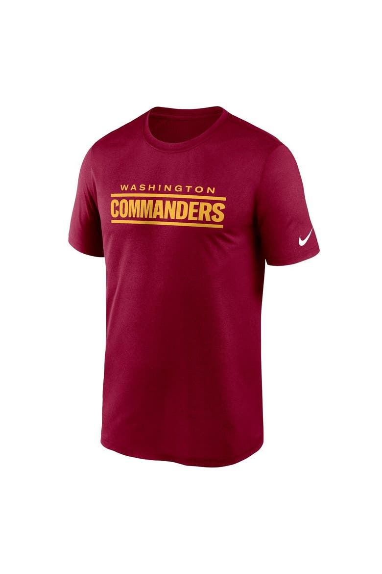 Men's Nike  Burgundy Washington Commanders Legend Wordmark Performance T-Shirt, Alternate, color, Burgundy