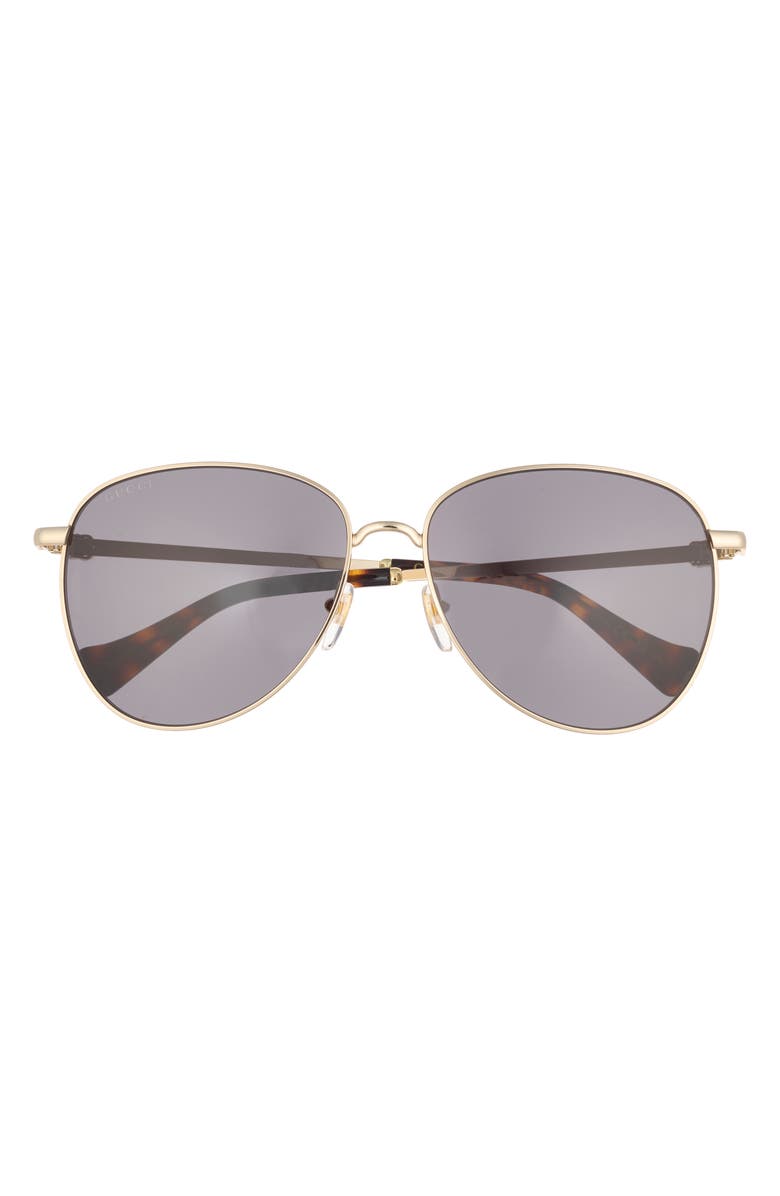 Gucci 60mm Aviator Sunglasses, Main, color, Gold Gold Grey