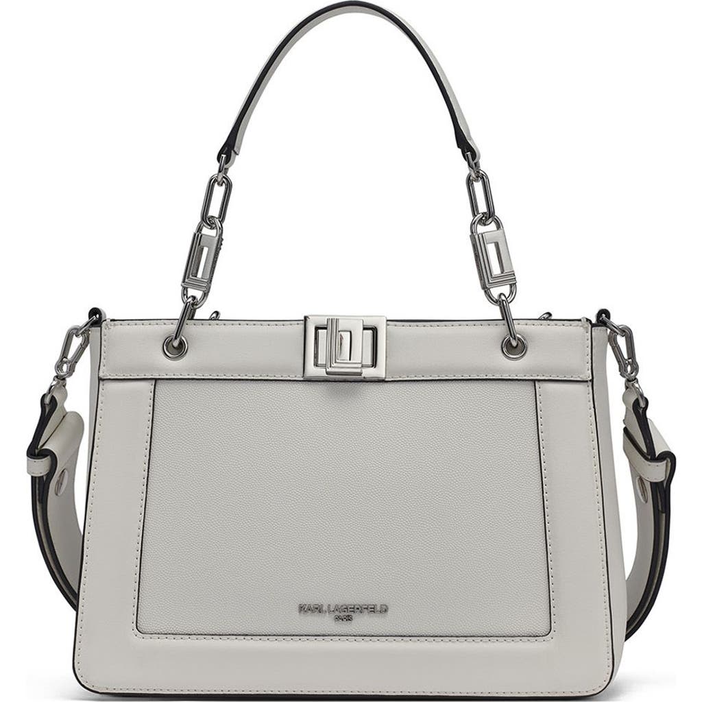 Karl Lagerfeld Paris Ivette Satchel In Winter White/silver