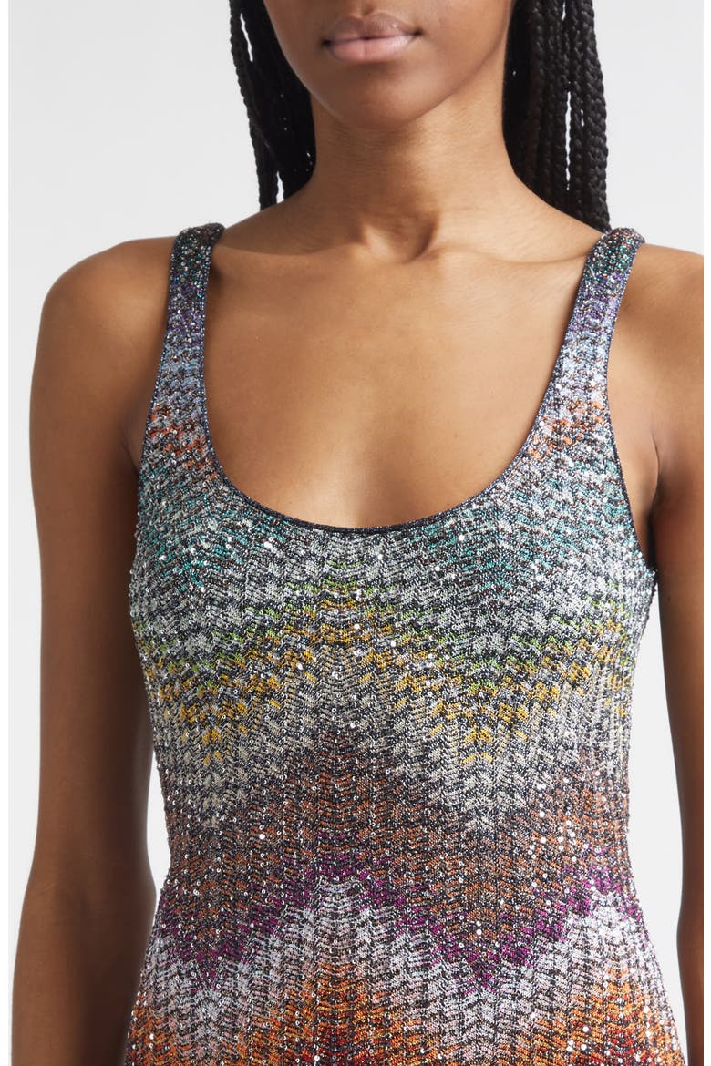 Zigzag Metallic Sequin Caperdoni Knit Minidress, Alternate, color, MULTI DARK