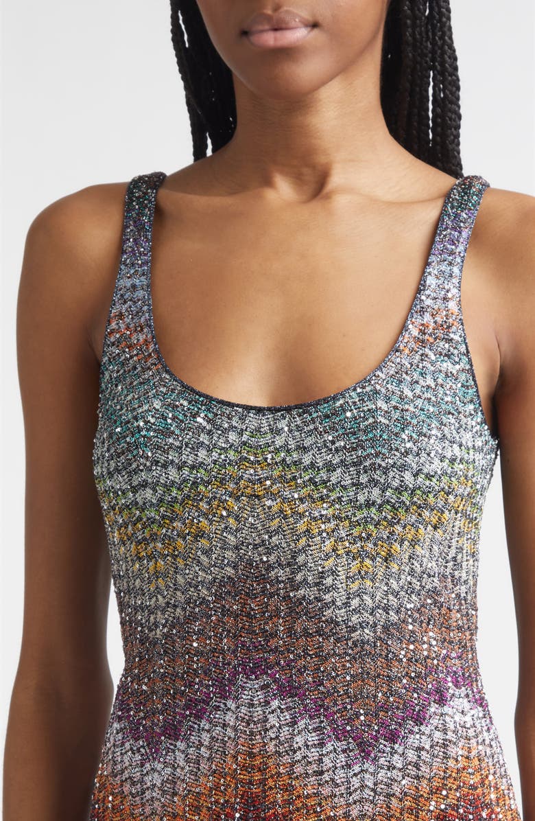 Missoni Zigzag Metallic Sequin Caperdoni Knit Minidress, Alternate, color, Multi Dark