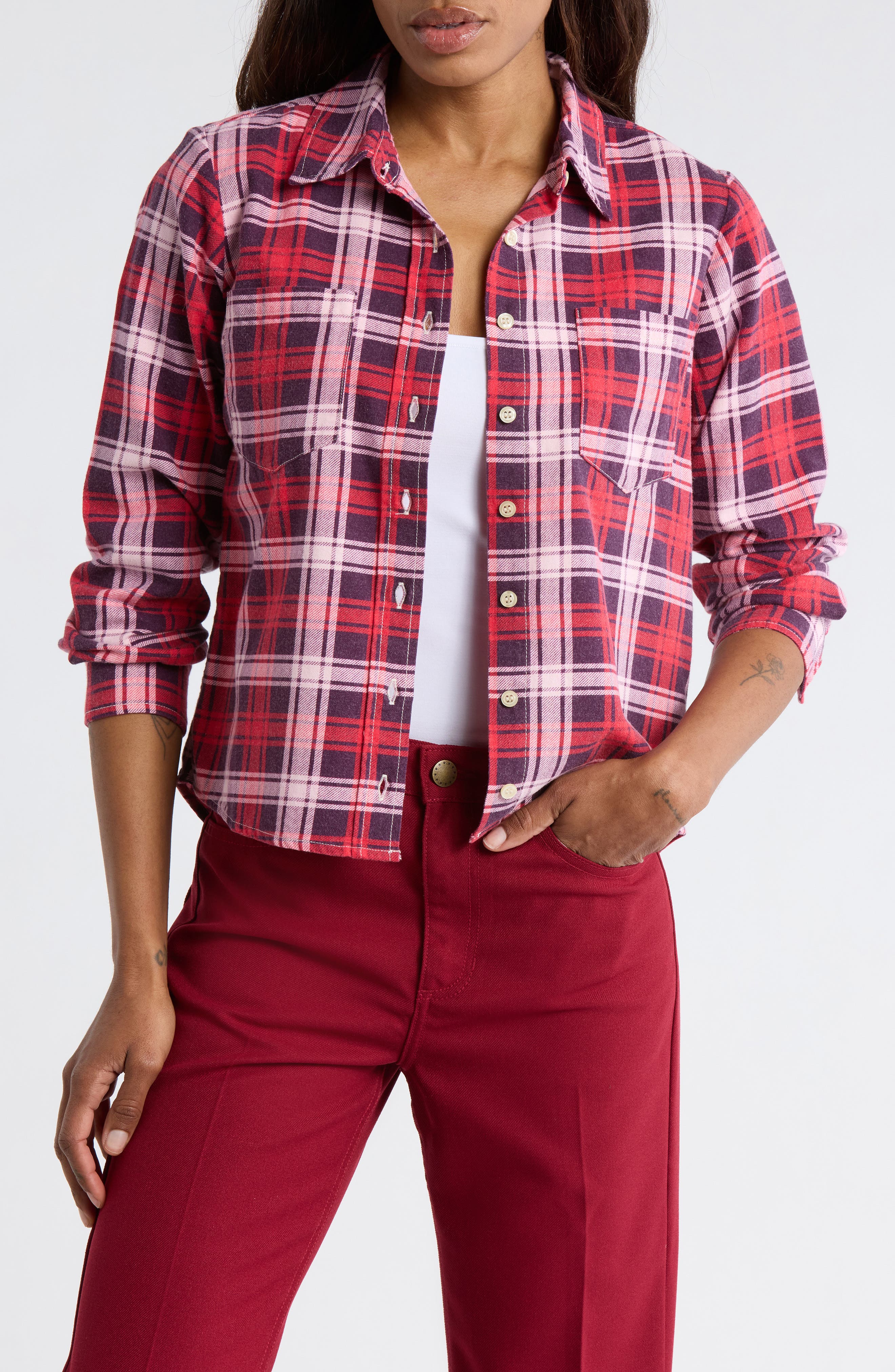 THE GREAT. The Scouting Plaid Button-Up Shirt