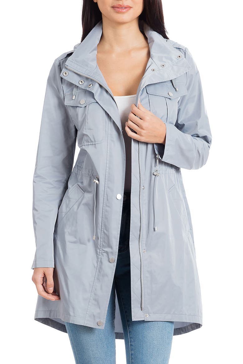 Badgley Mischka Water Repellent Anorak with Stowaway Hood, Main, color, MINERAL