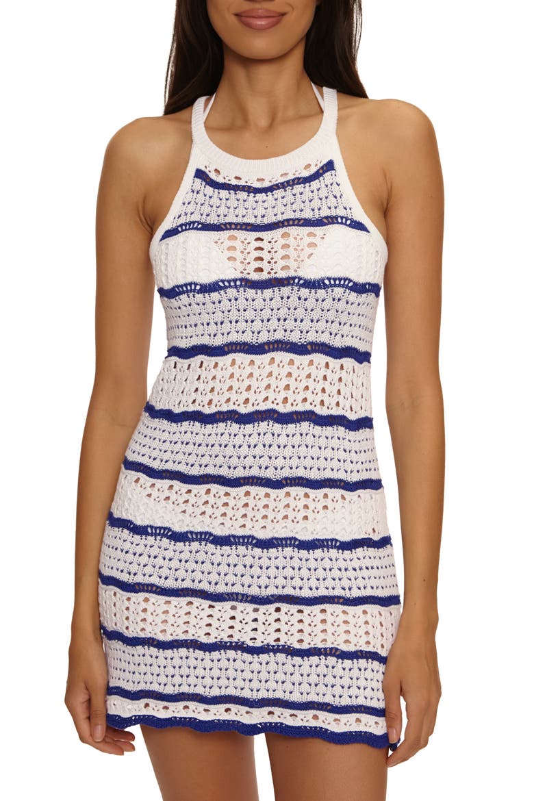 Shore Break Pointelle Knit Cover-Up Dress, Main, color, NAVY