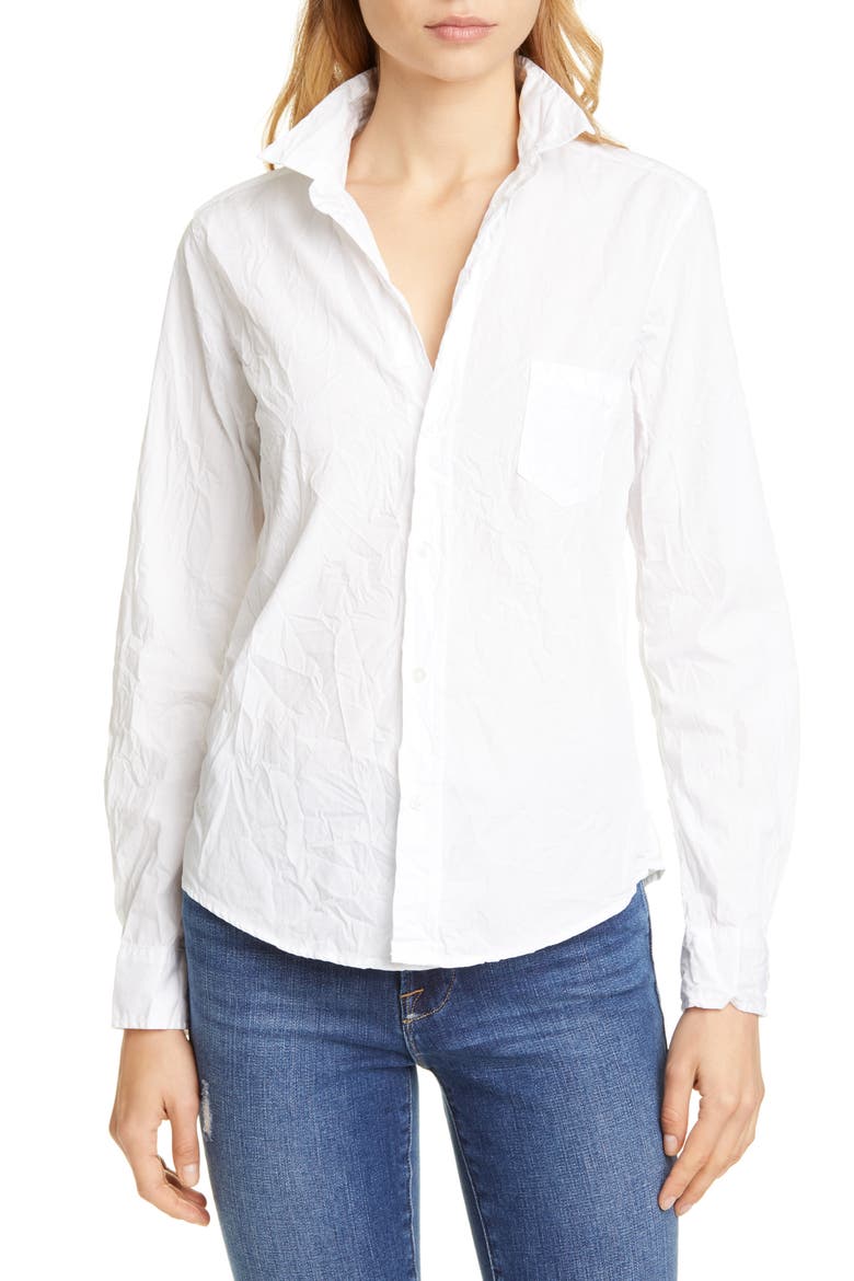 Barry Crinkle Button Down Shirt, Main, color, WHITE