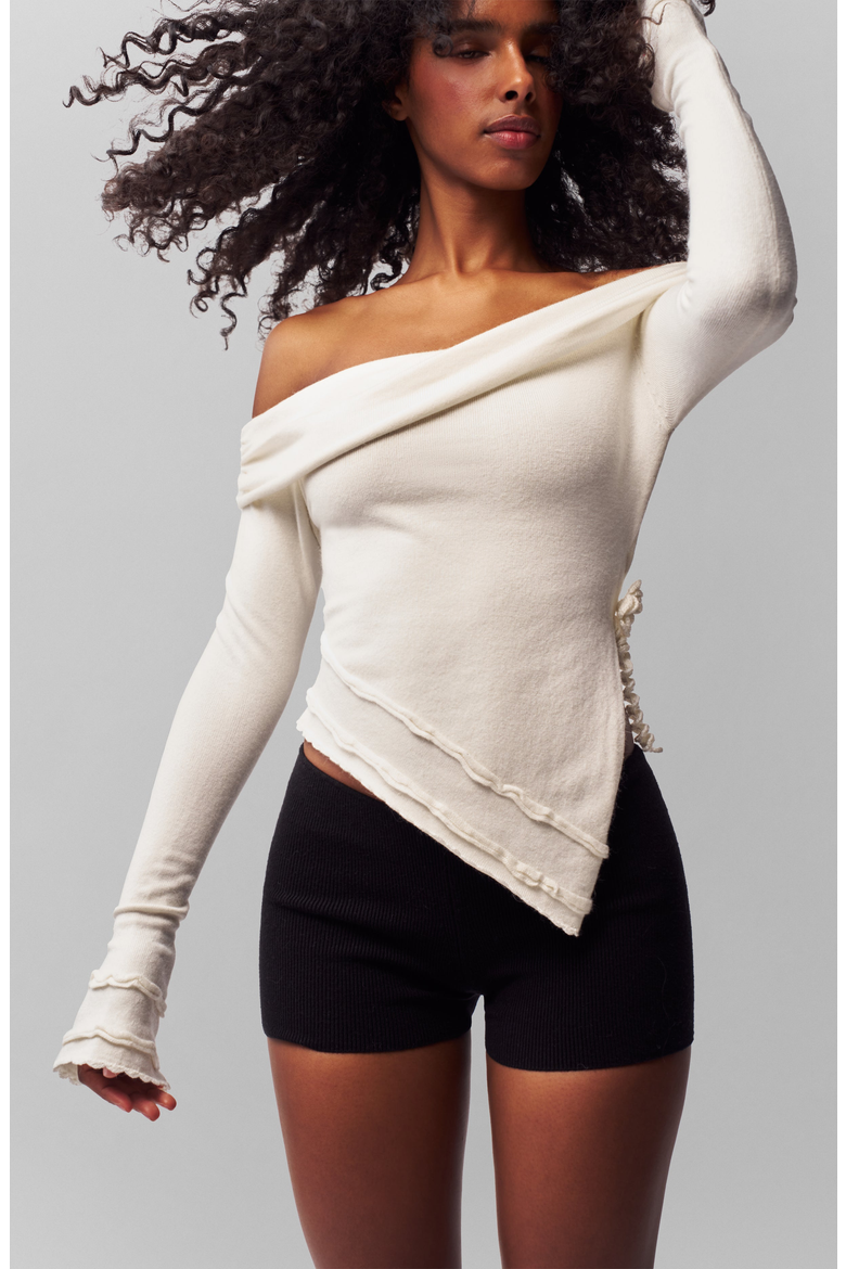 Soler Fold Over Knit Top, Alternate, color, Cream