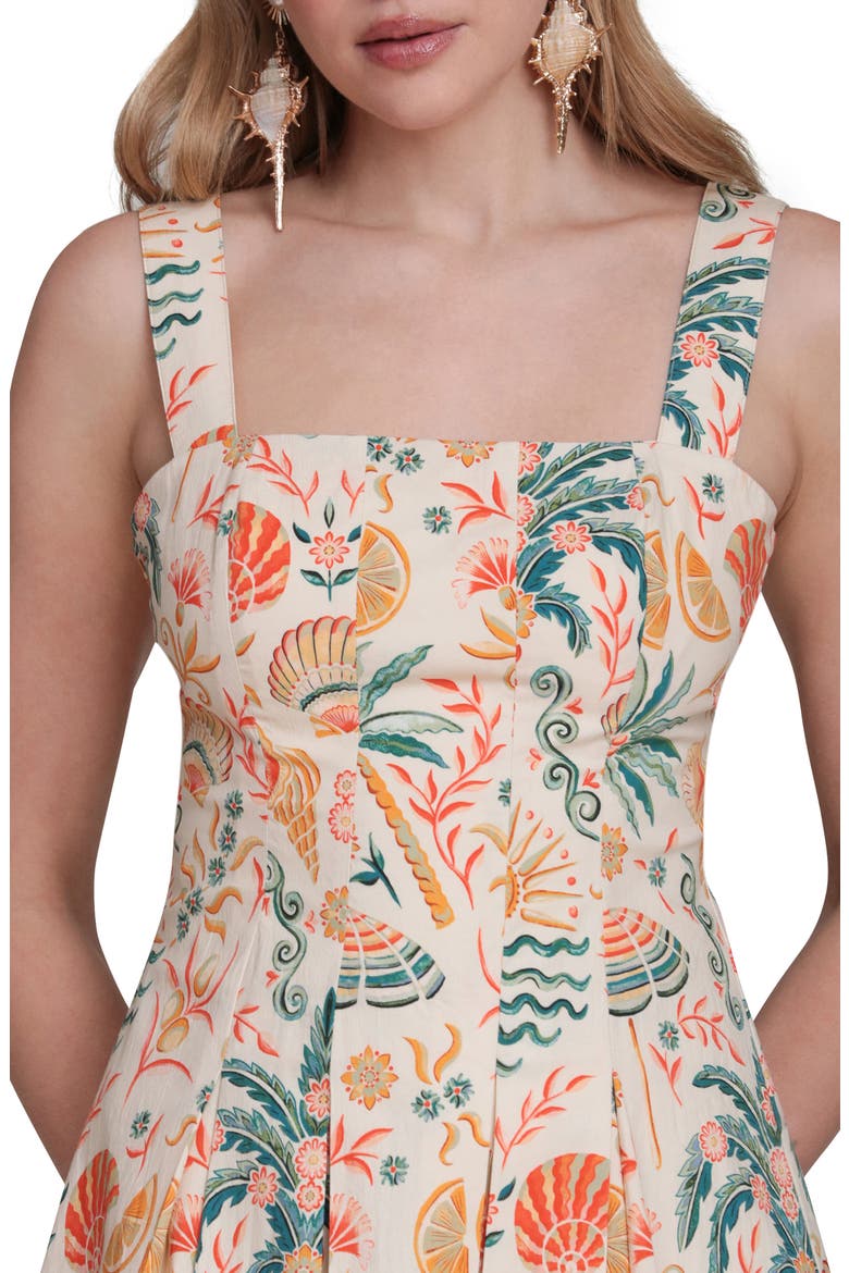 Fit & Flare Pleated Minidress, Alternate, color, SOLEIL PALM