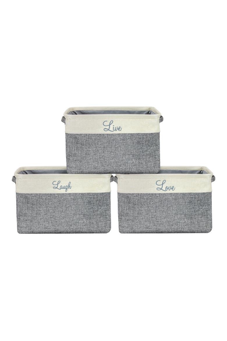 Cream Twill Storage Basket - Set of 3, Main, color, CREAM GREY