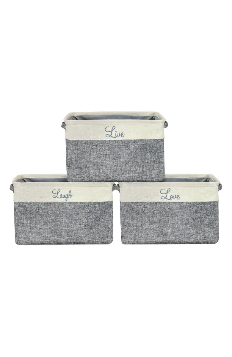 SORBUS Cream Twill Storage Basket - Set of 3, Main, color, Cream Grey