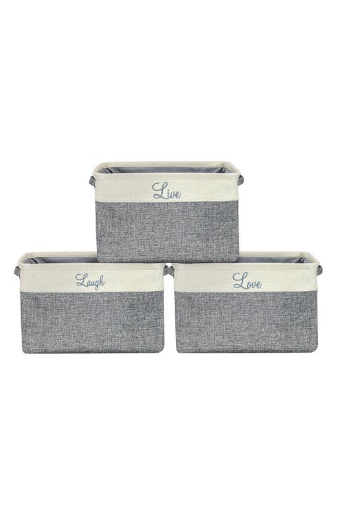 Cream Twill Storage Basket - Set of 3