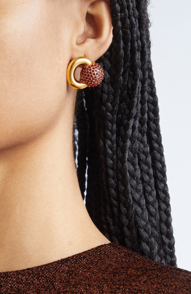 Oscar de la Renta Pavé Sphere Stud Earrings, Alternate, color, Red