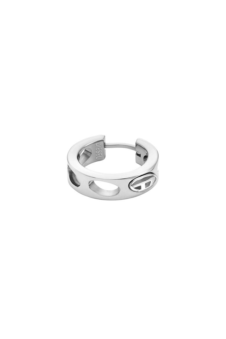 Oval D Logo Single Hoop Earring, Main, color, SILVER