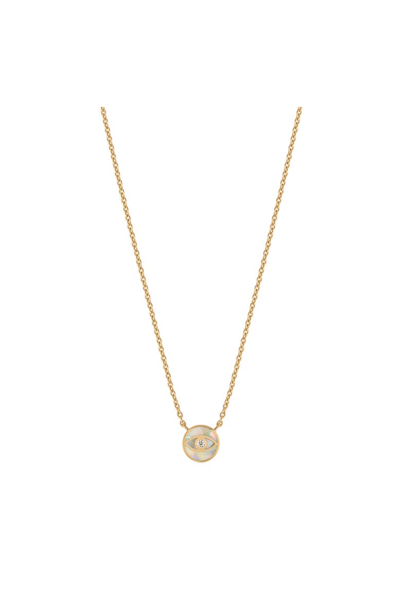 Karma and Luck Zen Warrior Gold Evil Eye Necklace, Main, color, Gold/White