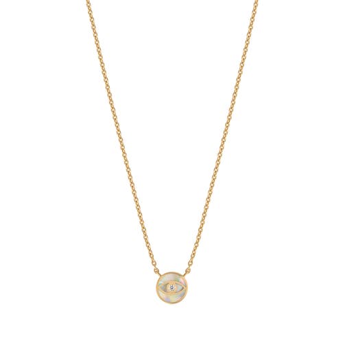 Karma And Luck Zen Warrior Gold Evil Eye Necklace In Gold/white
