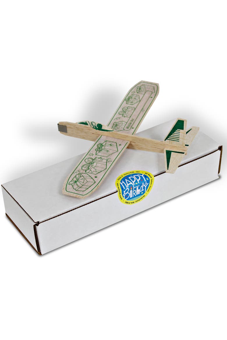12" Happy Birthday Balsa Glider Planes, 6 Pack, Alternate, color, Beige