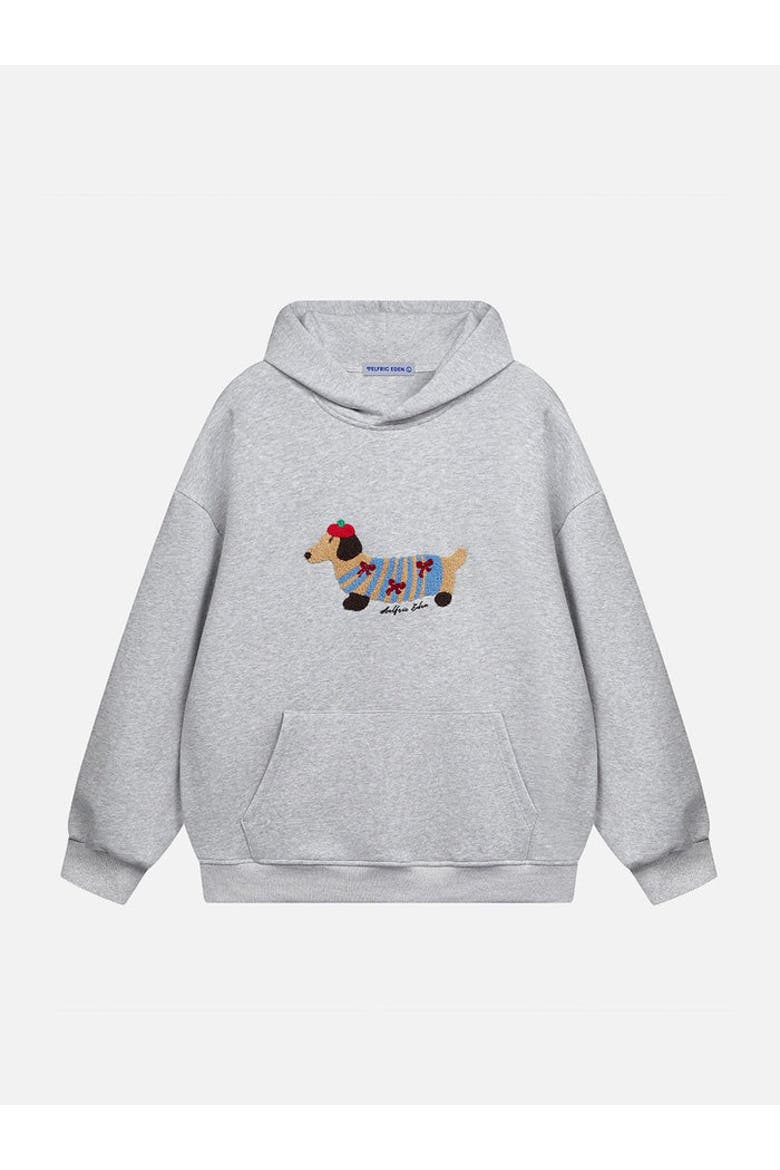 Cartoon Dachshund Hoodie, Alternate, color, Grey