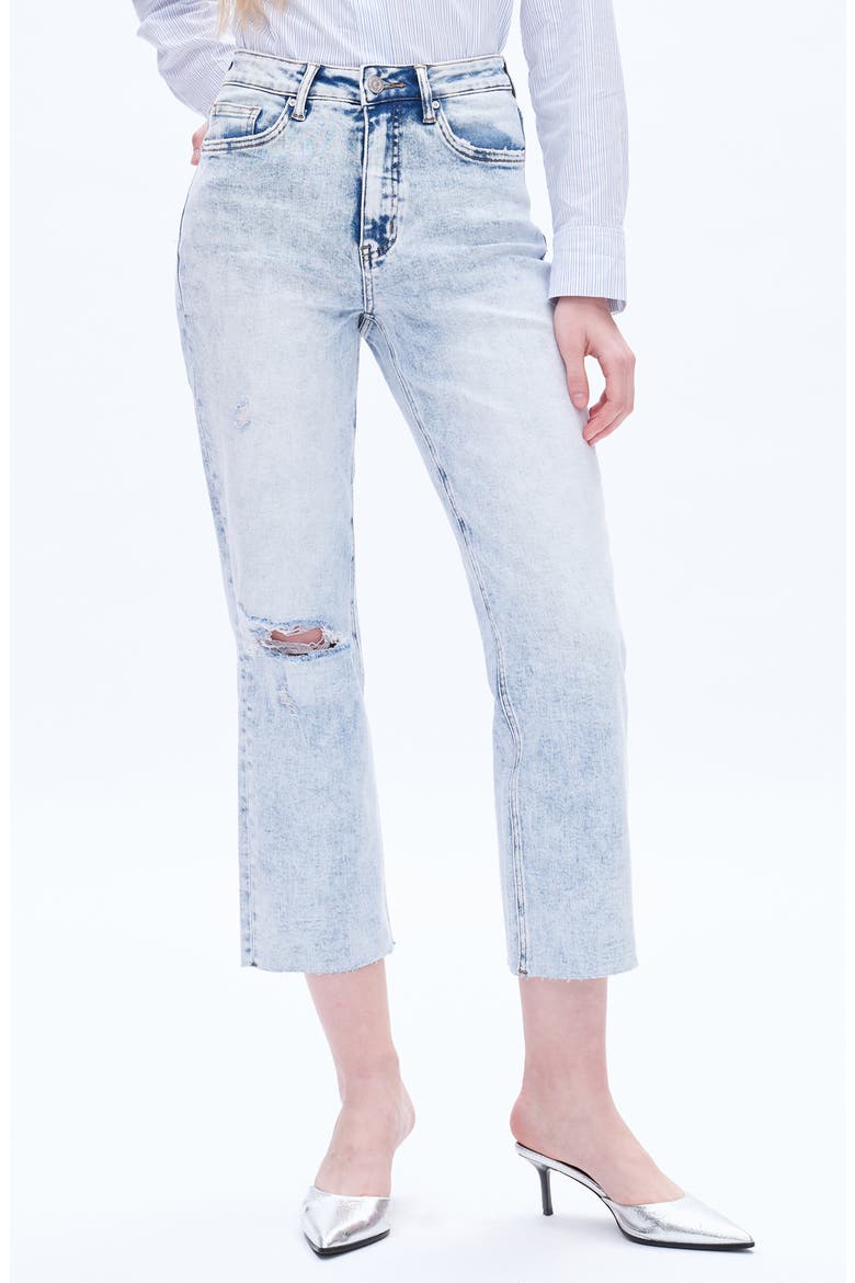 High Waist Distressed Straight Leg Jeans, Main, color, PARADISE