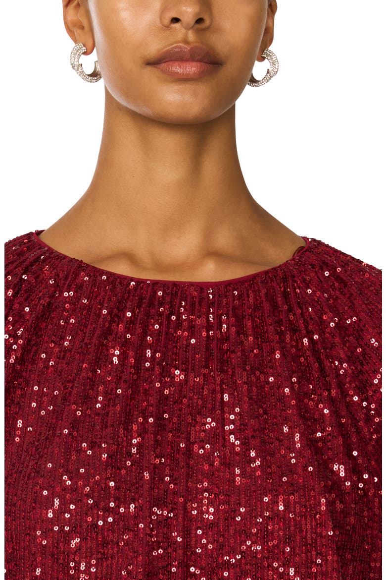 Balloon Sleeve Sequin Blouse, Alternate, color, CRIMSON