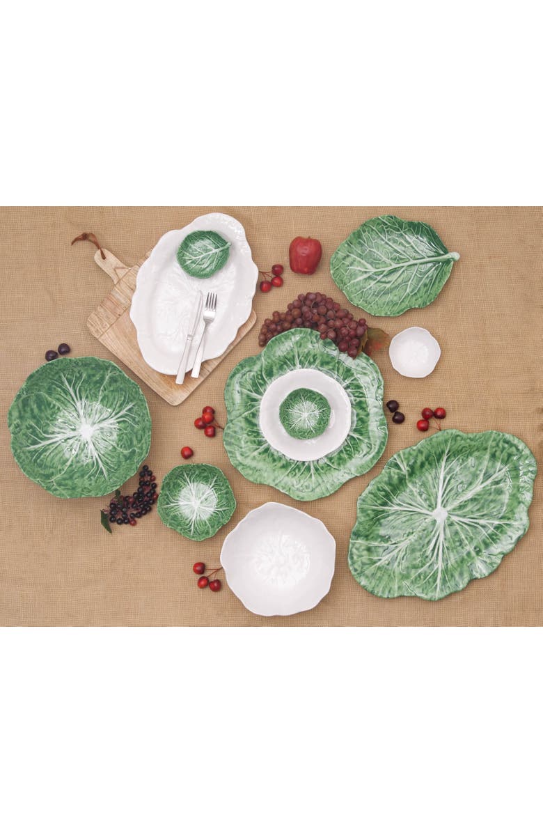 C&F Home White Cabbage Leaf Set of 4 Salad Serving Plates 8.5", Alternate, color, Green