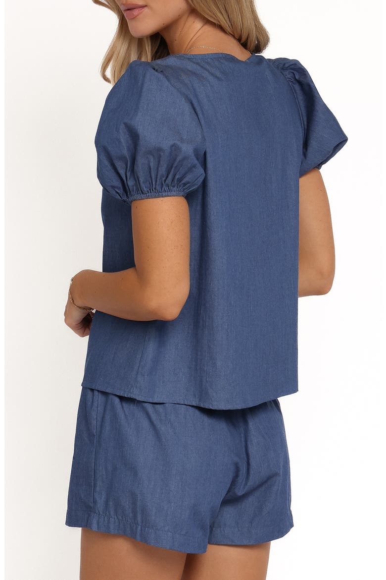 Dominic Tie Front Puff Sleeve Top, Alternate, color, DENIM