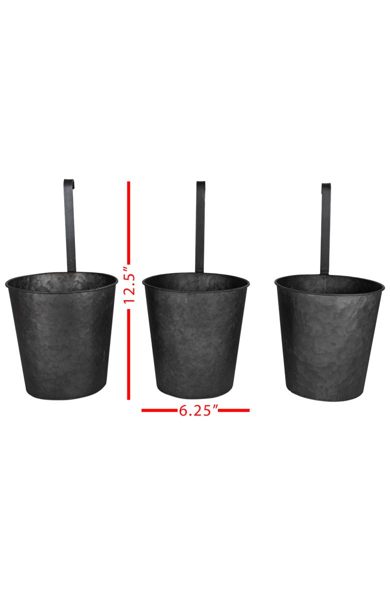 Foreside Home and Garden Set of 3 Hanging Planters Black Metal, Alternate, color, Black