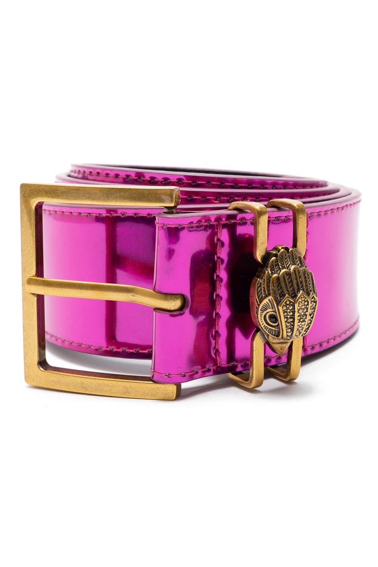 Metallic Leather Belt, Main, color, FUCHSIA/ ANTIQUE BRASS
