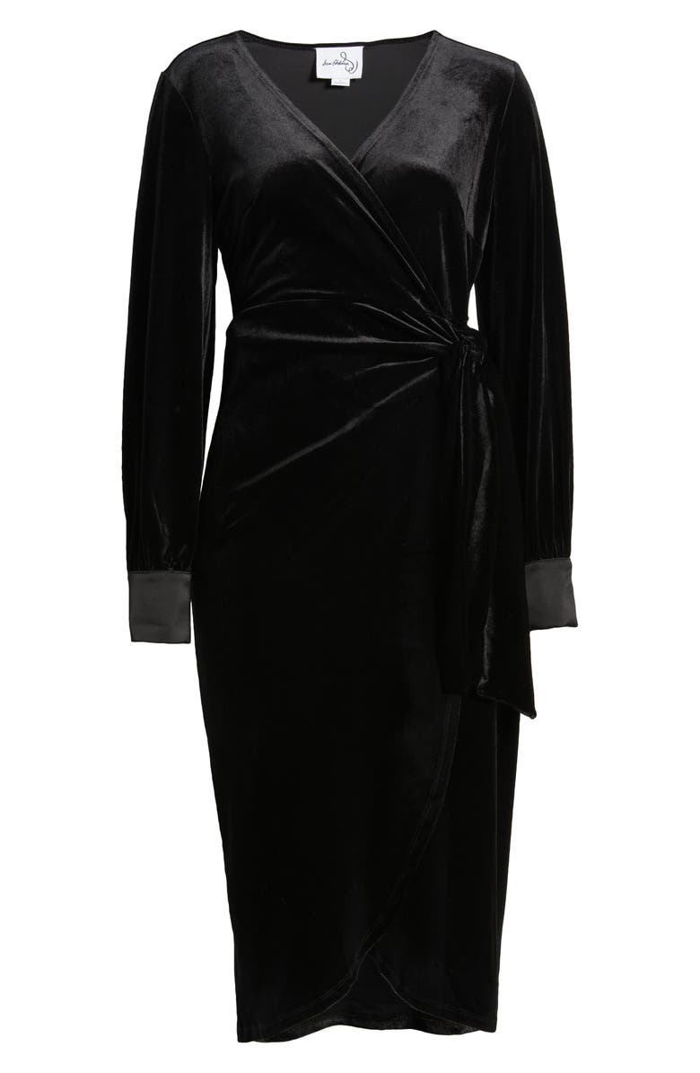 Sam Edelman Stretch Velvet Wrap Dress, Alternate, color, Black