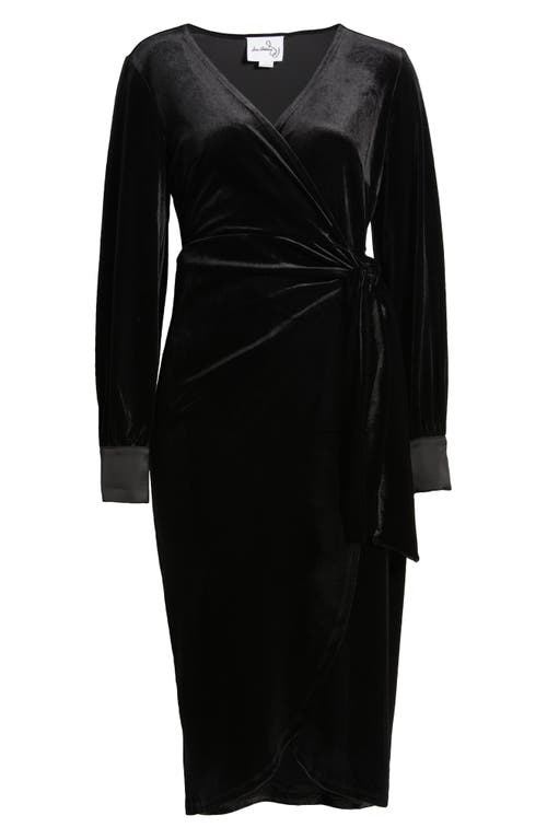 Sam Edelman Stretch Velvet Wrap Dress In Black