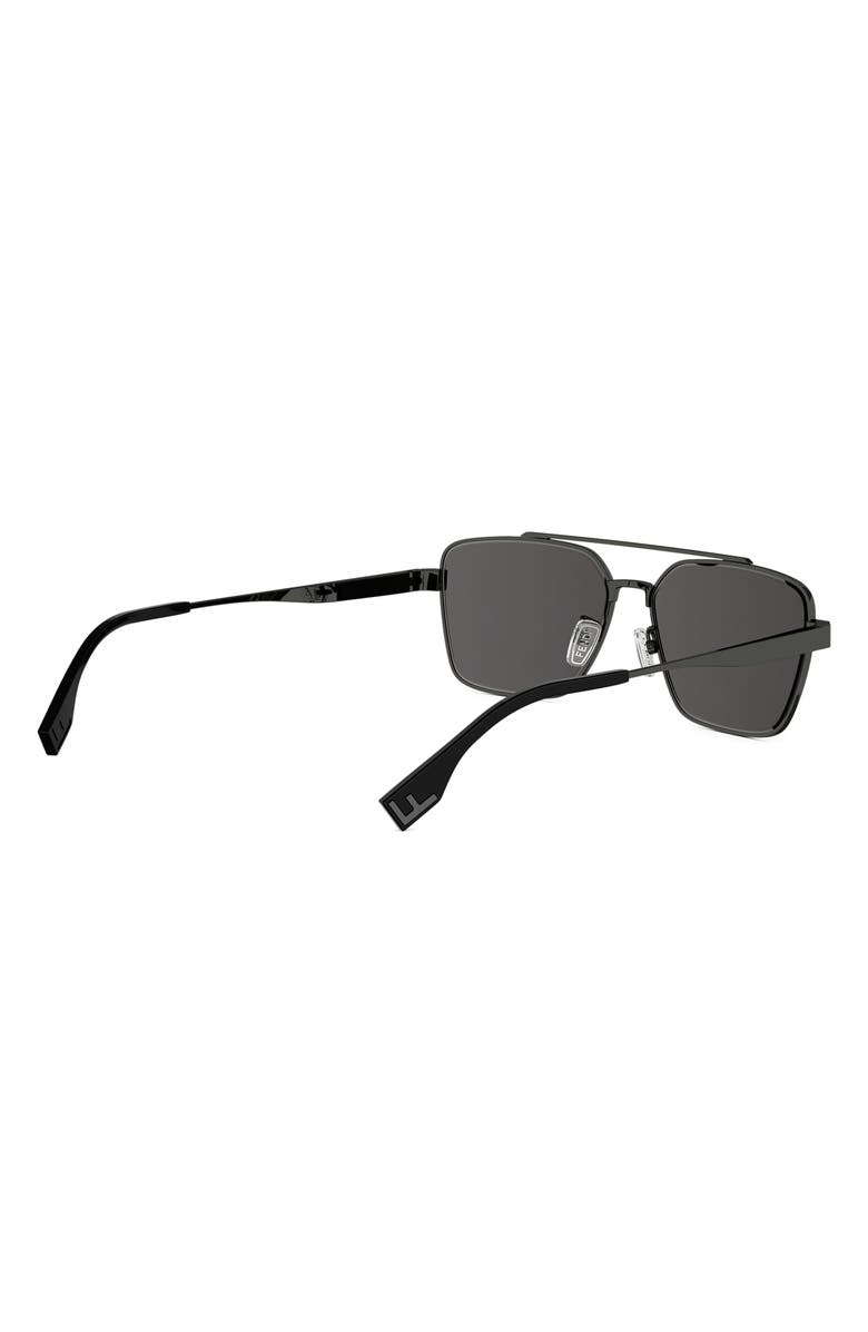 Fendi Sky 57mm Rectangular Sunglasses, Alternate, color, Shiny Dark Ruthenium / Smoke