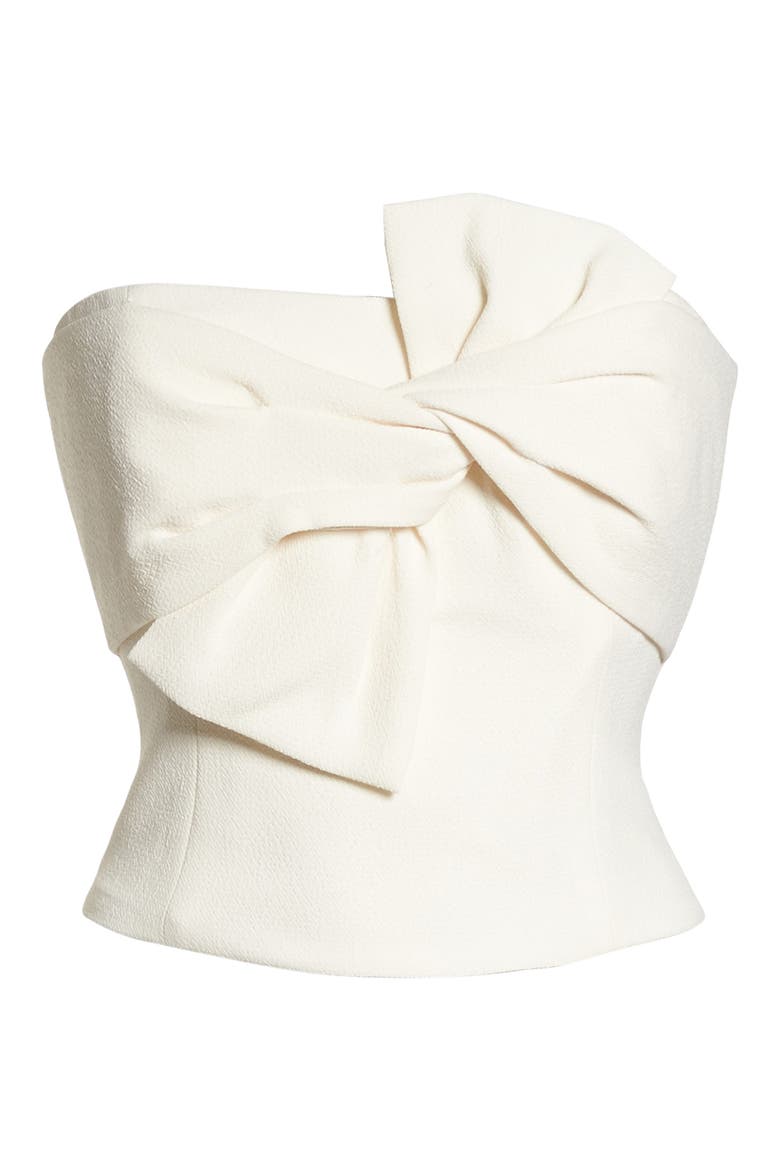 Strapless Bow Crepe Top, Alternate, color, WHITE
