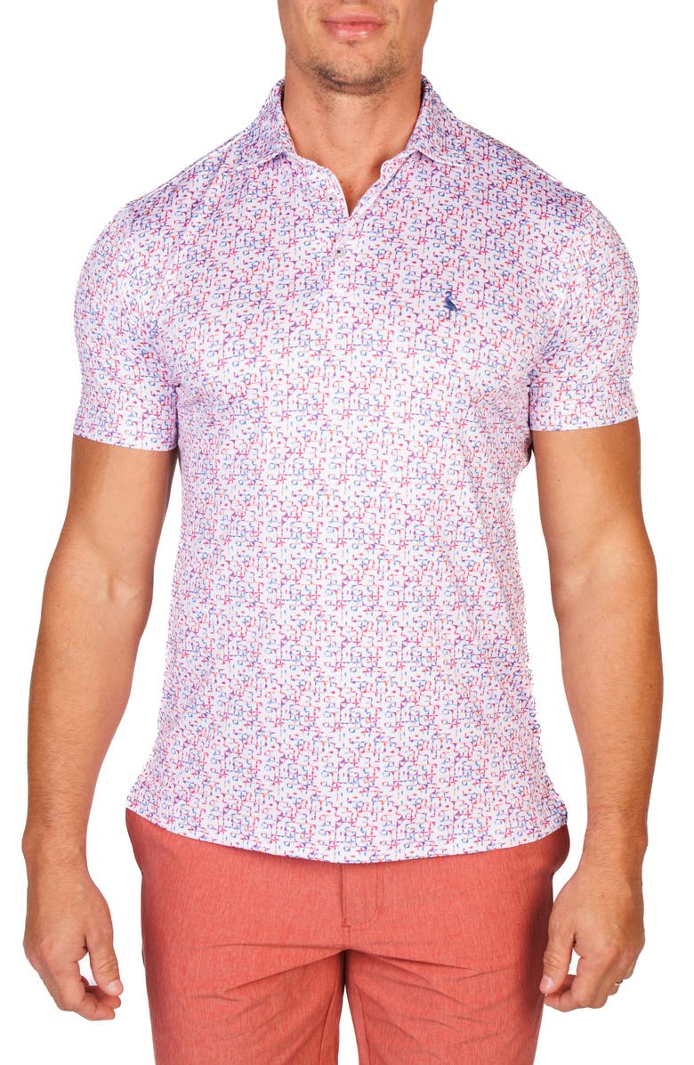 TailorByrd Abstract Performance Golf Polo, Main, color, Pink Multi