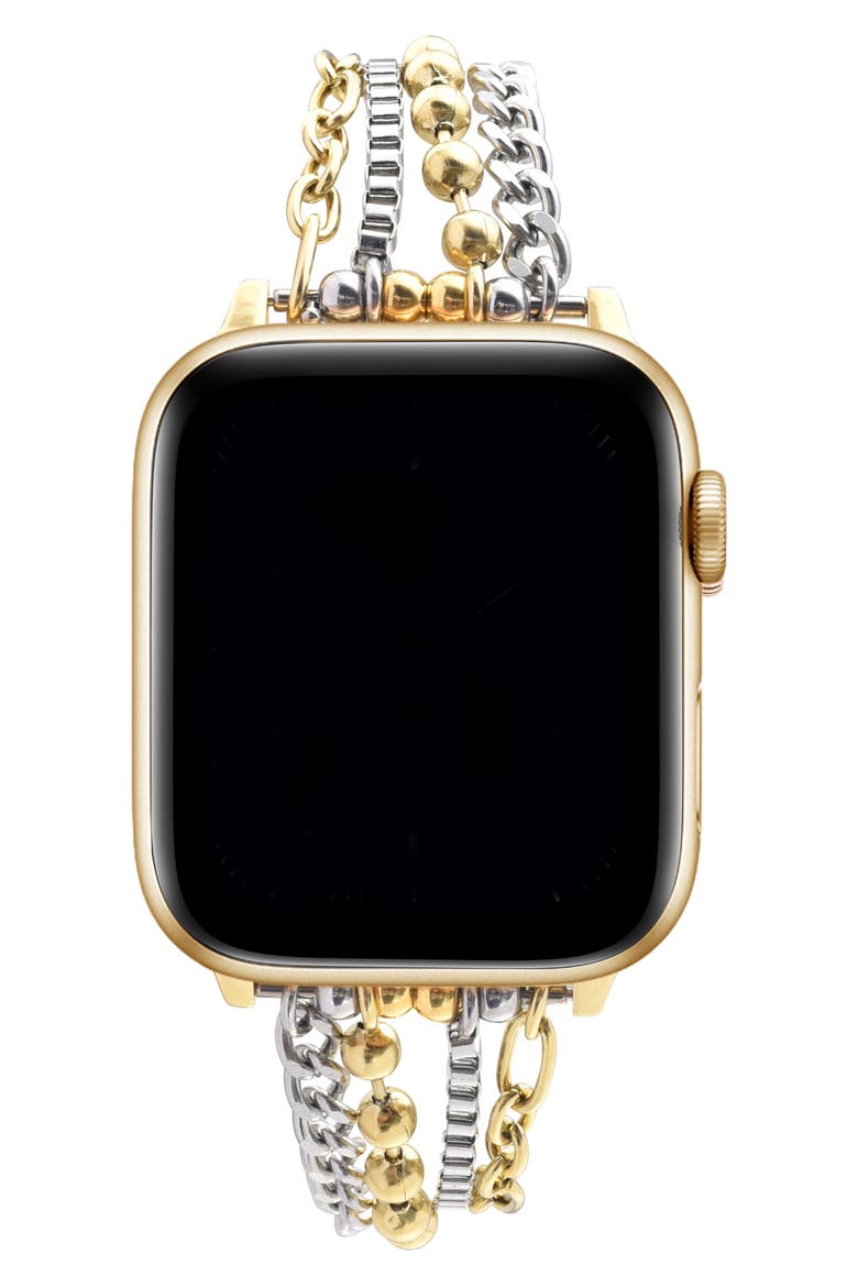 Leo Mixed Chain Stainless Steel Apple Watch® Bracelet Watchband, Alternate, color, GOLD/ SILVER