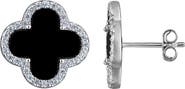 FZN Sterling Silver Quatrefoil Stud Earrings