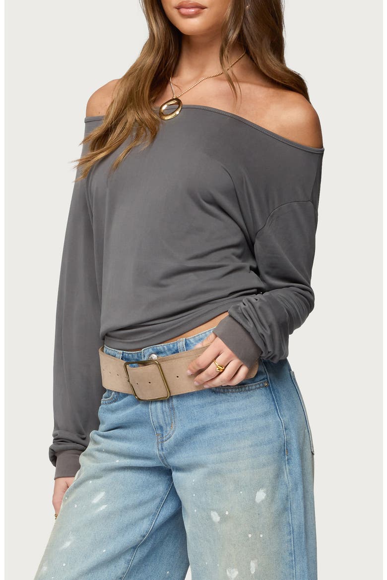 Nannie Oversize Off the Shoulder Top, Alternate, color, DARK-GRAY