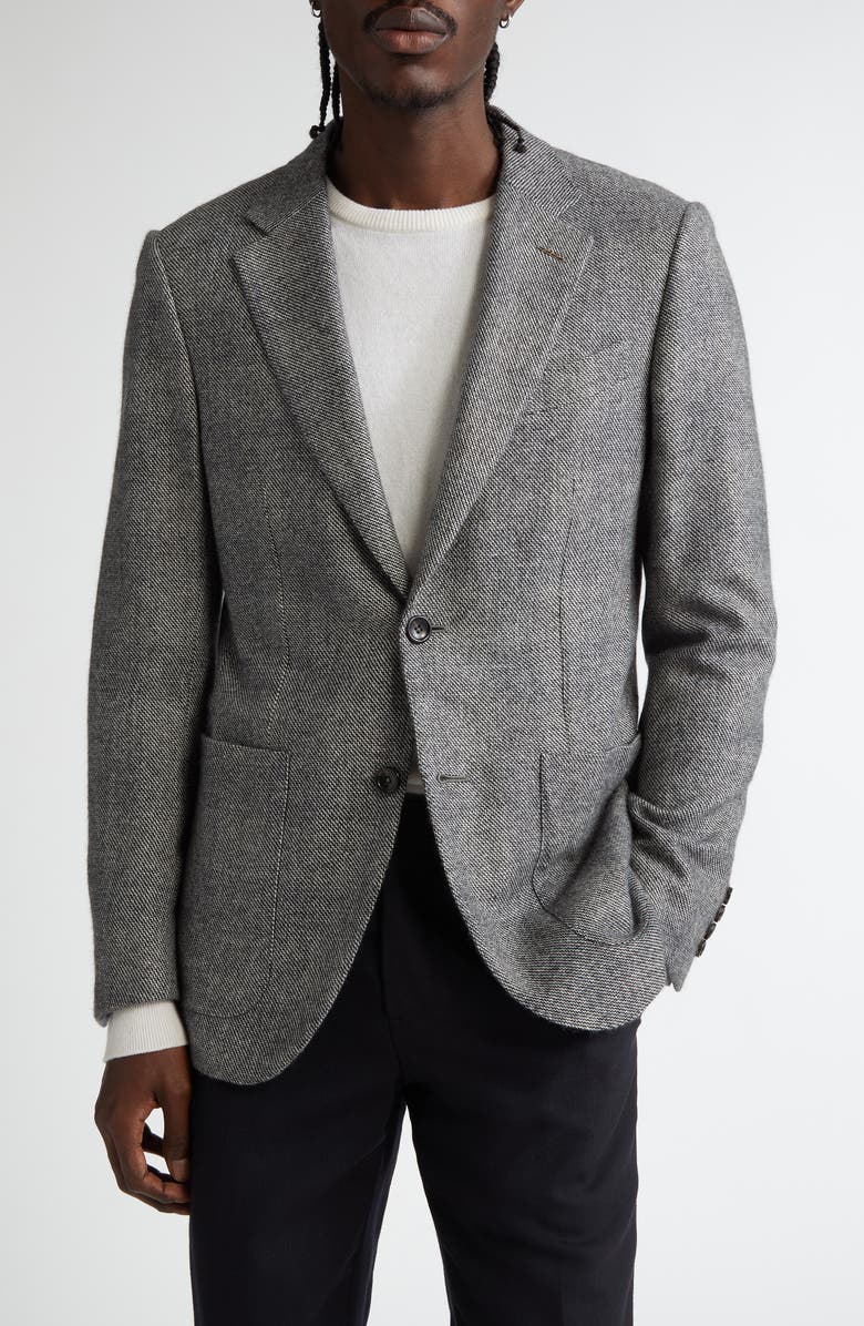 ZEGNA Textured Cashmere, Silk & Linen Sport Coat, Main, color, Grey