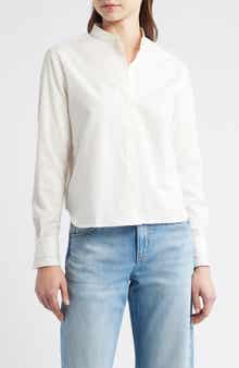 Bertyna Monday Cotton Band Collar Button-Up Shirt
