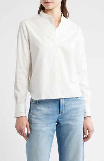 Bertyna Monday Cotton Band Collar Button-Up Shirt