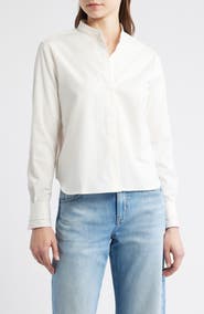BOSS Bertyna Monday Cotton Band Collar Button-Up Shirt
