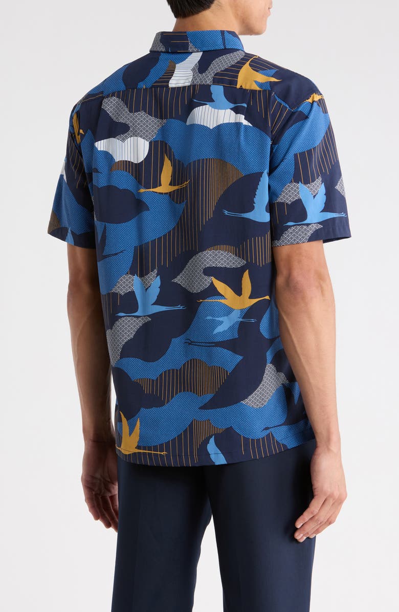 Tori Richard Take Flight Short Sleeve Button-Down Shirt, Alternate, color, Navy