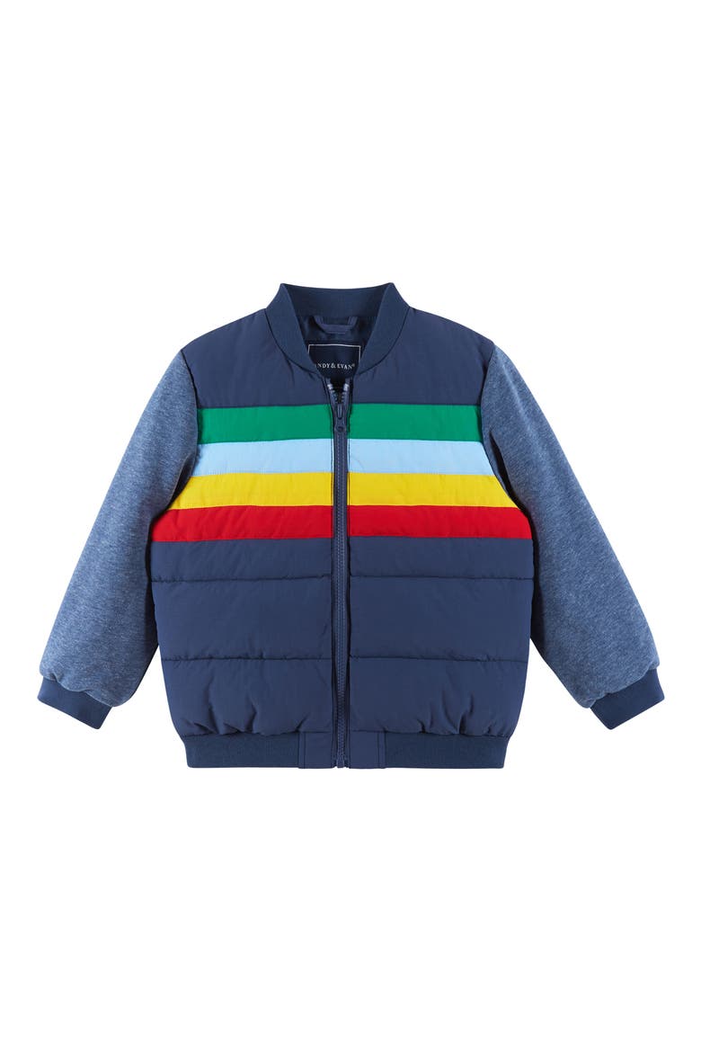 Kids' Knit Sleeve Channel Quilted Jacket, Main, color, MULTI STRIPED