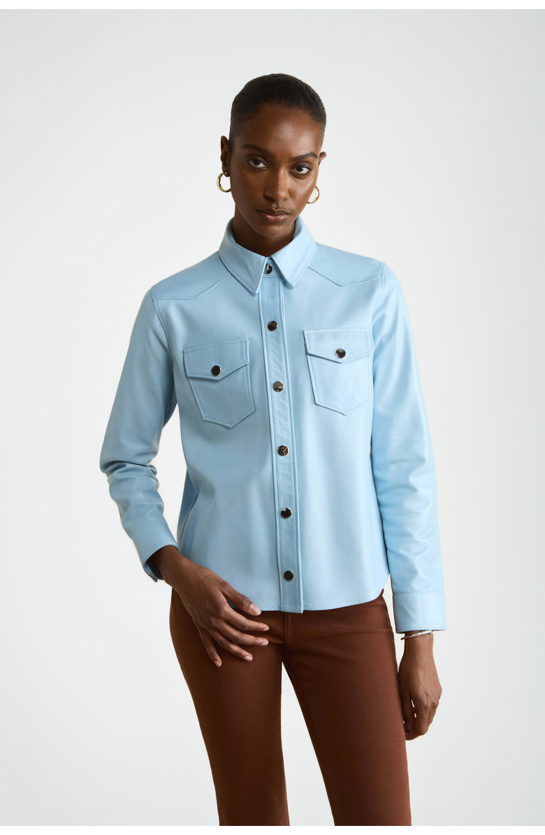 FURNIQ UK Leather Shirt Jacket, Main, color,