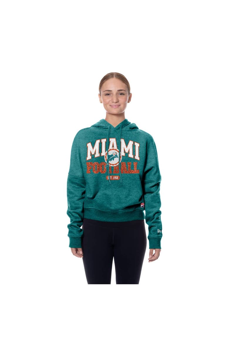 New Era Women's New Era Aqua Miami Dolphins Throwback Boxy Hoodie Sweatshirt, Alternate, color, Aqua