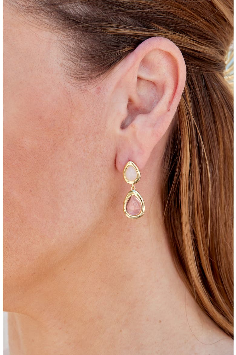Pear Cabochon Drop Earrings, Alternate, color, YELLOW