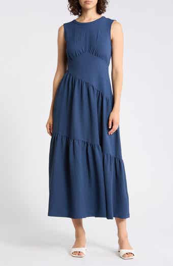 Sleeveless Crinkled Gauze Tiered Maxi Dress