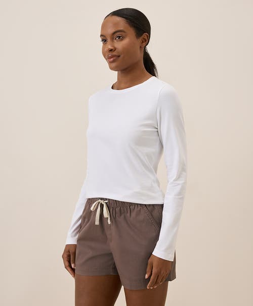 Pact Organic Cotton Luxe Stretch Jersey Slim Long Sleeve Tee In White